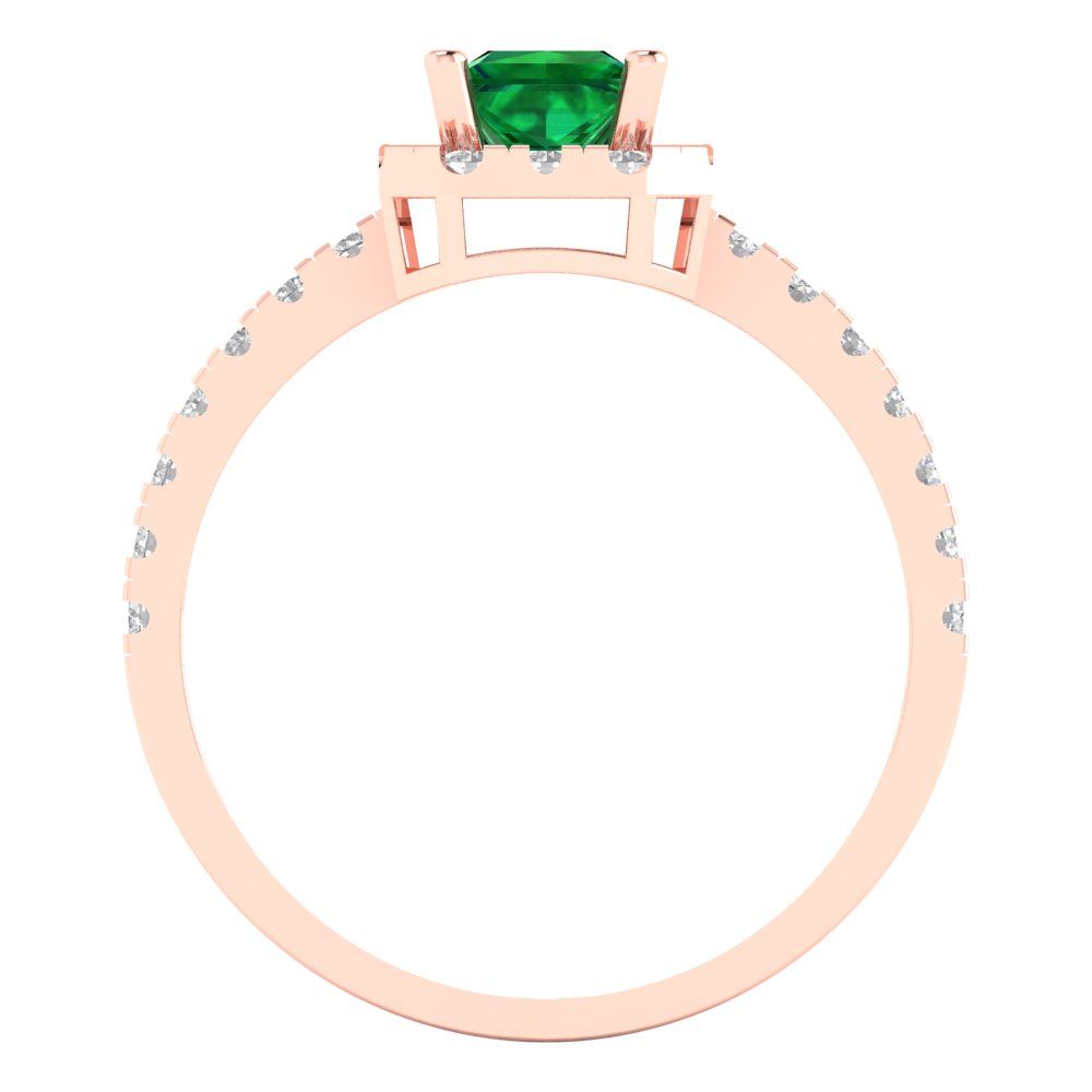 0.89 cttw Simulated Emerald Hidden Halo Engagement Ring - Solid Gold (Princess Cut,4.5mm)
