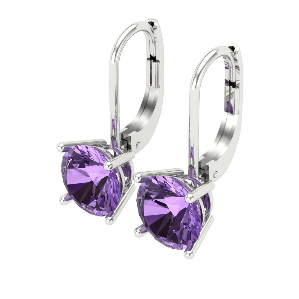 3 ctw Alexandrite Drop Dangle Earrings | 7.5mm Round Cut White Gold Lever Back | June Birthstone