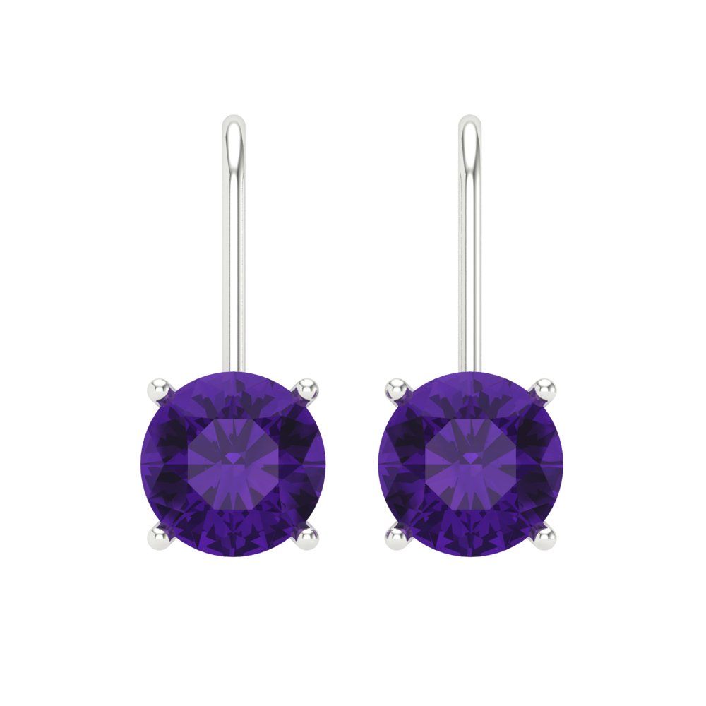 3cttw Amethyst Gold-Plated 925 Silver Lever Back Drop Dangle Earrings