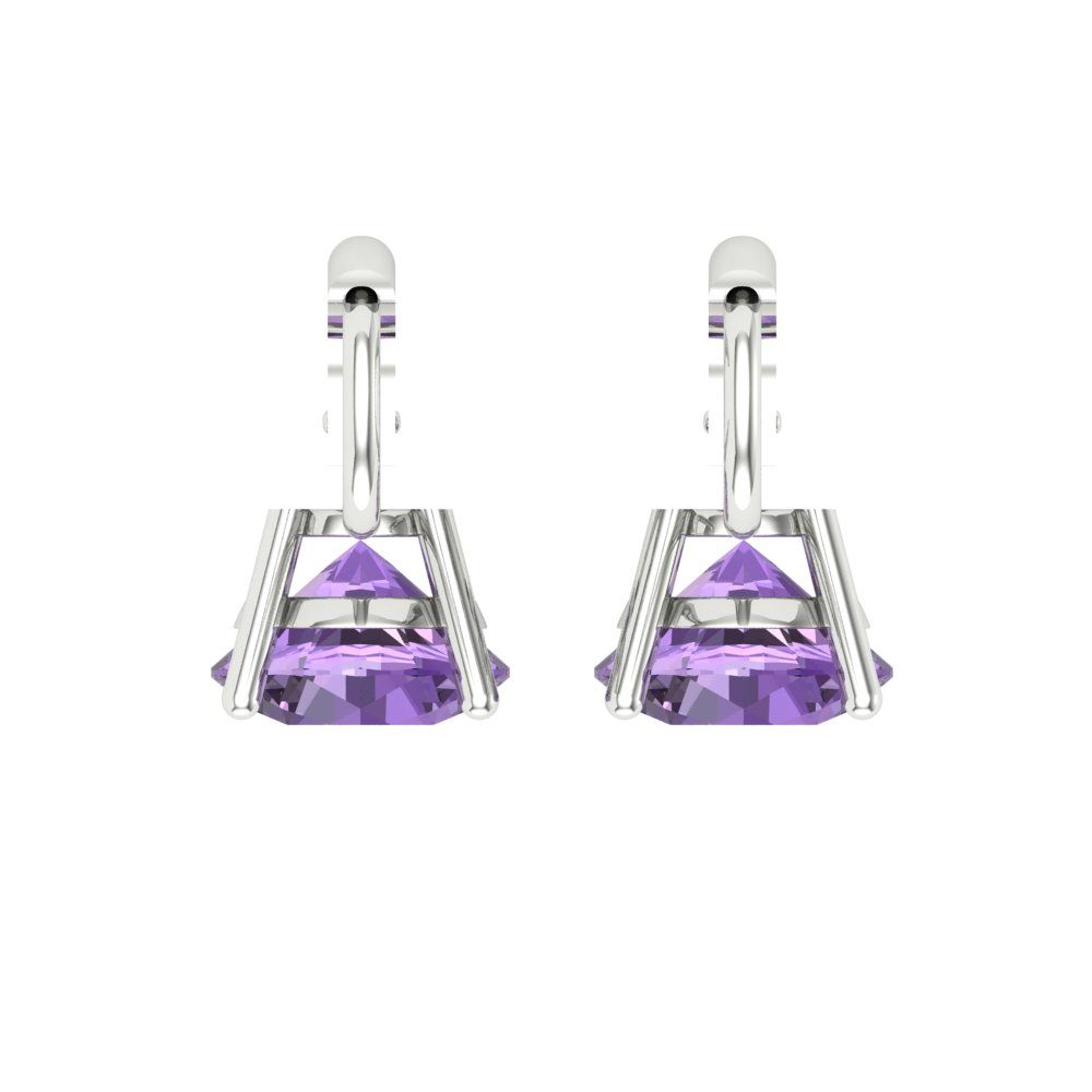 3 ctw Alexandrite Drop Dangle Earrings | 7.5mm Round Cut White Gold Lever Back | June Birthstone