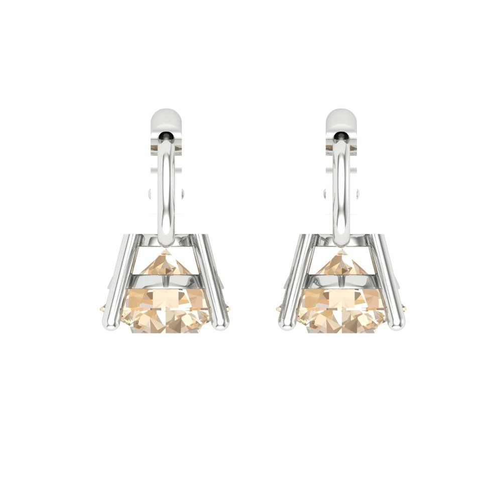 3 ctw Morganite Drop Dangle Earrings | 7.5mm Round Cut White Gold Lever Back | February Birthstone