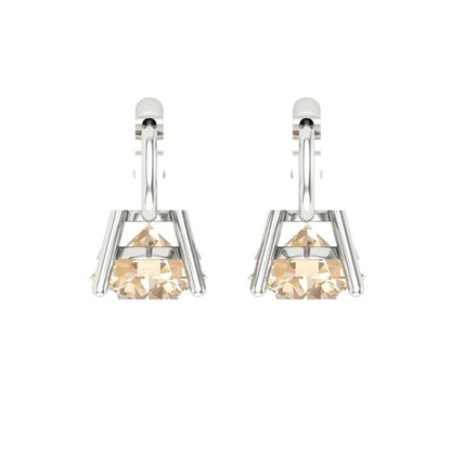3 ctw Morganite Drop Dangle Earrings | 7.5mm Round Cut White Gold Lever Back | February Birthstone