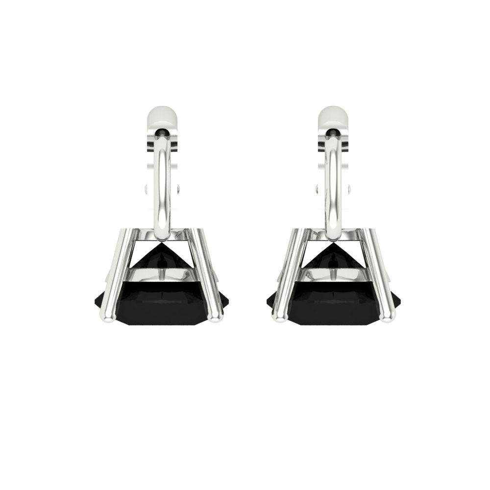 3 ctw Onyx Drop Dangle Earrings | 7.5mm Round Cut White Gold Lever Back | July Birthstone
