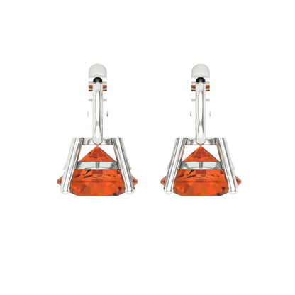 3 ctw Red Zirconia Drop Dangle Earrings | 7.5mm Round Cut White Gold Lever Back | April Birthstone
