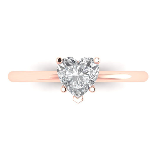1.25 cttw Moissanite Solitaire  Engagement Ring - Solid Rose Gold (VVS1, Heart Cut,7.0mm)