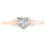 1 ct Brilliant Heart Cut Natural Diamond Stone Clarity SI1-2 Color G-H Rose Gold Solitaire Ring