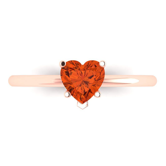 1.25 cttw Zirconia Simulated Red Diamond Solitaire  Engagement Ring - Solid Rose Gold (VVS1, Heart Cut,7.0mm)
