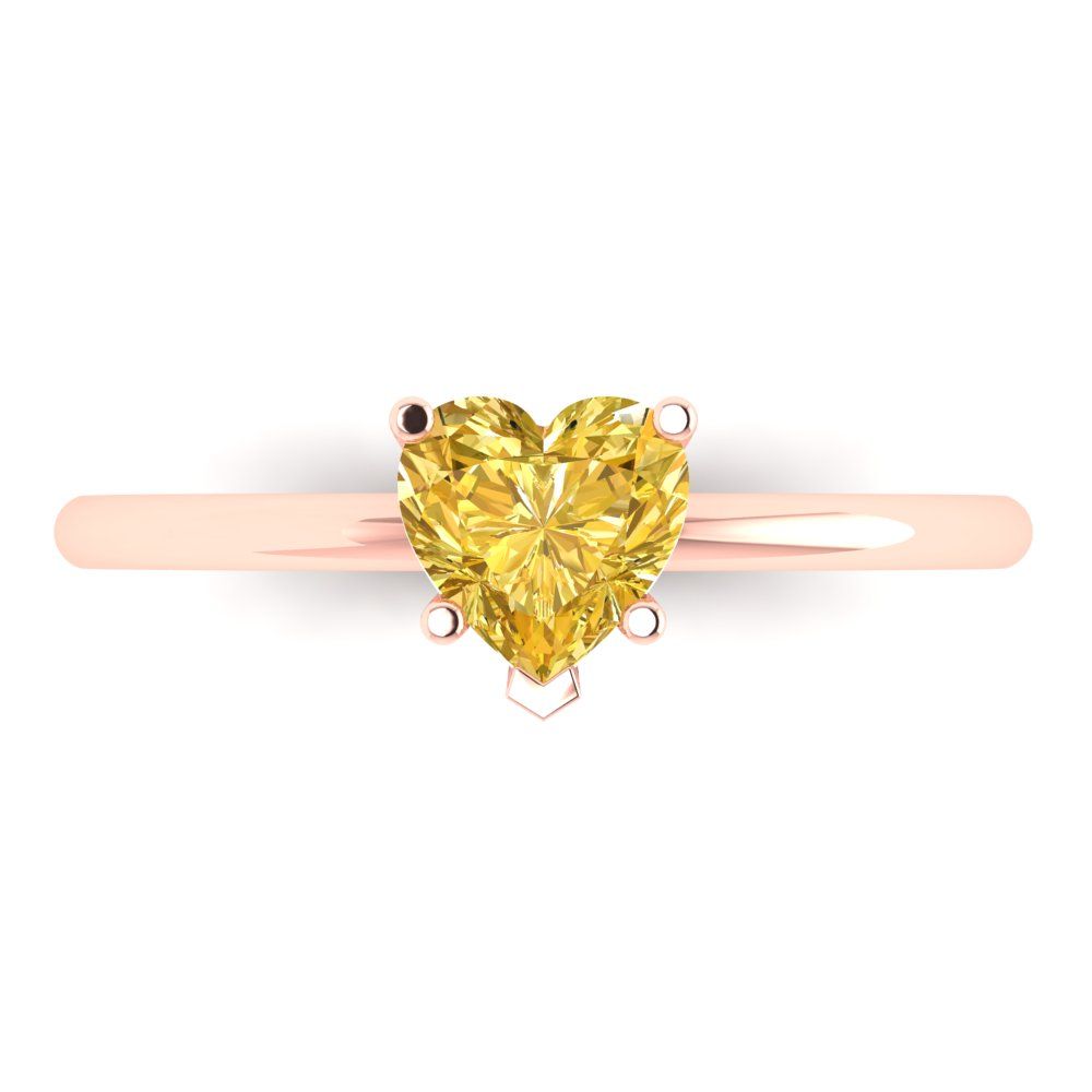 1.25 cttw Natural Citrine Solitaire  Engagement Ring - Solid Gold (Heart Cut,7.0mm)