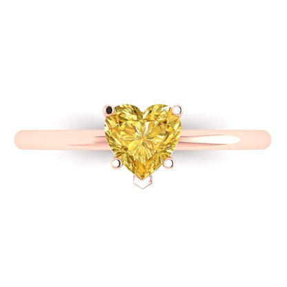 1.25 cttw Natural Citrine Solitaire  Engagement Ring - Solid Gold (Heart Cut,7.0mm)