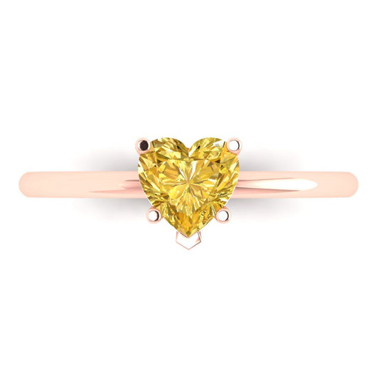 1.25 cttw Natural Citrine Solitaire  Engagement Ring - Solid Rose Gold (VVS1, Heart Cut,7.0mm)
