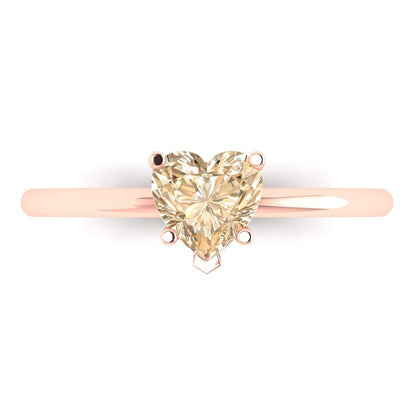 1.25 cttw Natural Morganite Solitaire  Engagement Ring - Solid Gold (Heart Cut,7.0mm)