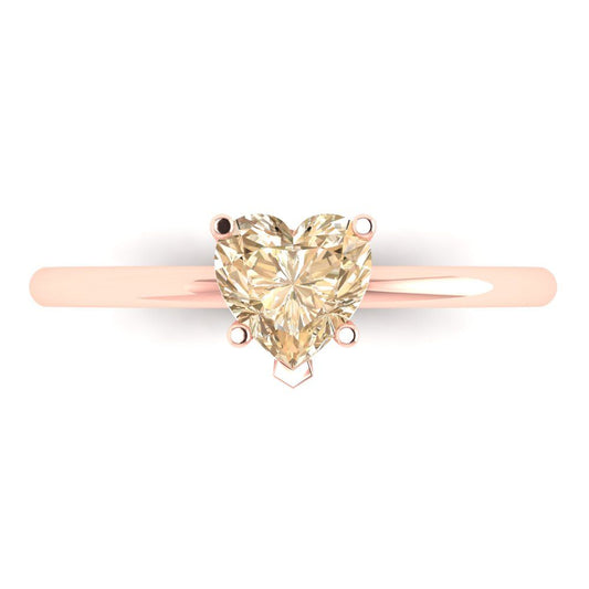 1.25 cttw Natural Morganite Solitaire  Engagement Ring - Solid Rose Gold (VVS1, Heart Cut,7.0mm)