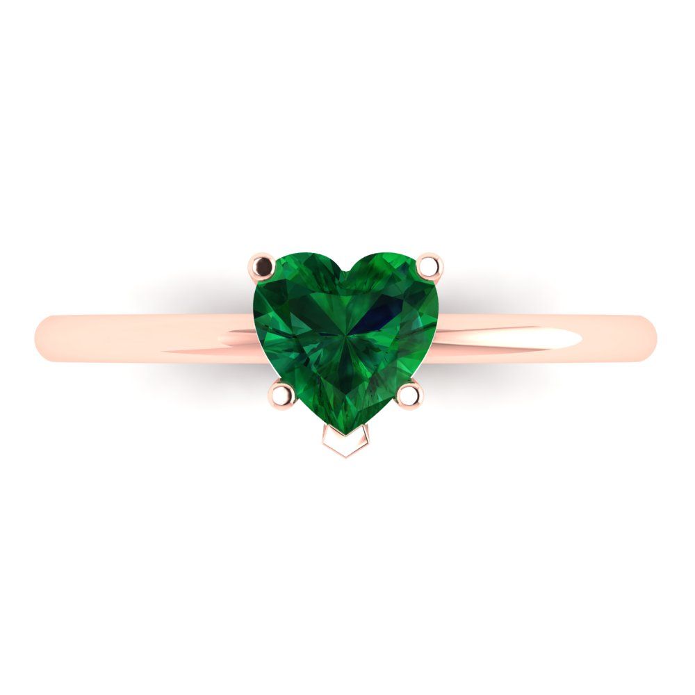 1.25 cttw Simulated Emerald Solitaire  Engagement Ring - Solid Gold (Heart Cut,7.0mm)