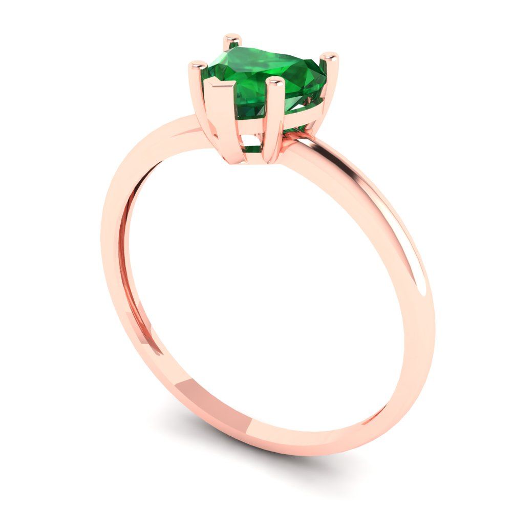 1.25 cttw Simulated Emerald Solitaire  Engagement Ring - Solid Gold (Heart Cut,7.0mm)