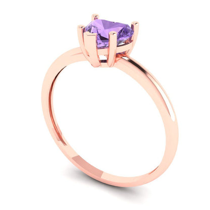 1.25 cttw Simulated Alexandrite Solitaire  Engagement Ring - Solid Gold (Heart Cut,7.0mm)