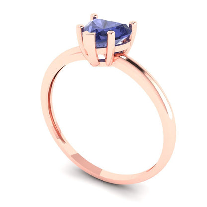 1.25 cttw Simulated Tanzanite Solitaire  Engagement Ring - Solid Gold (Heart Cut,7.0mm)