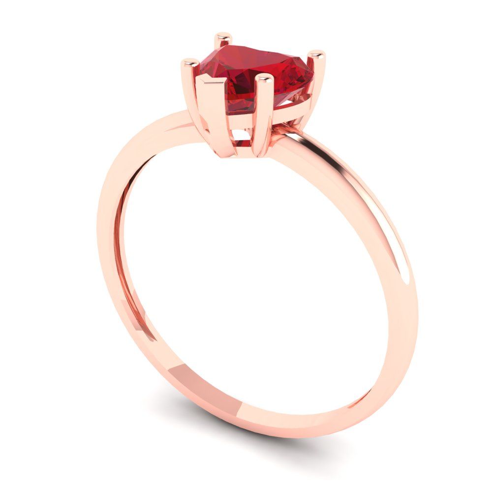 1.25 cttw Simulated Pink Tourmaline Solitaire  Engagement Ring - Solid Gold (Heart Cut,7.0mm)