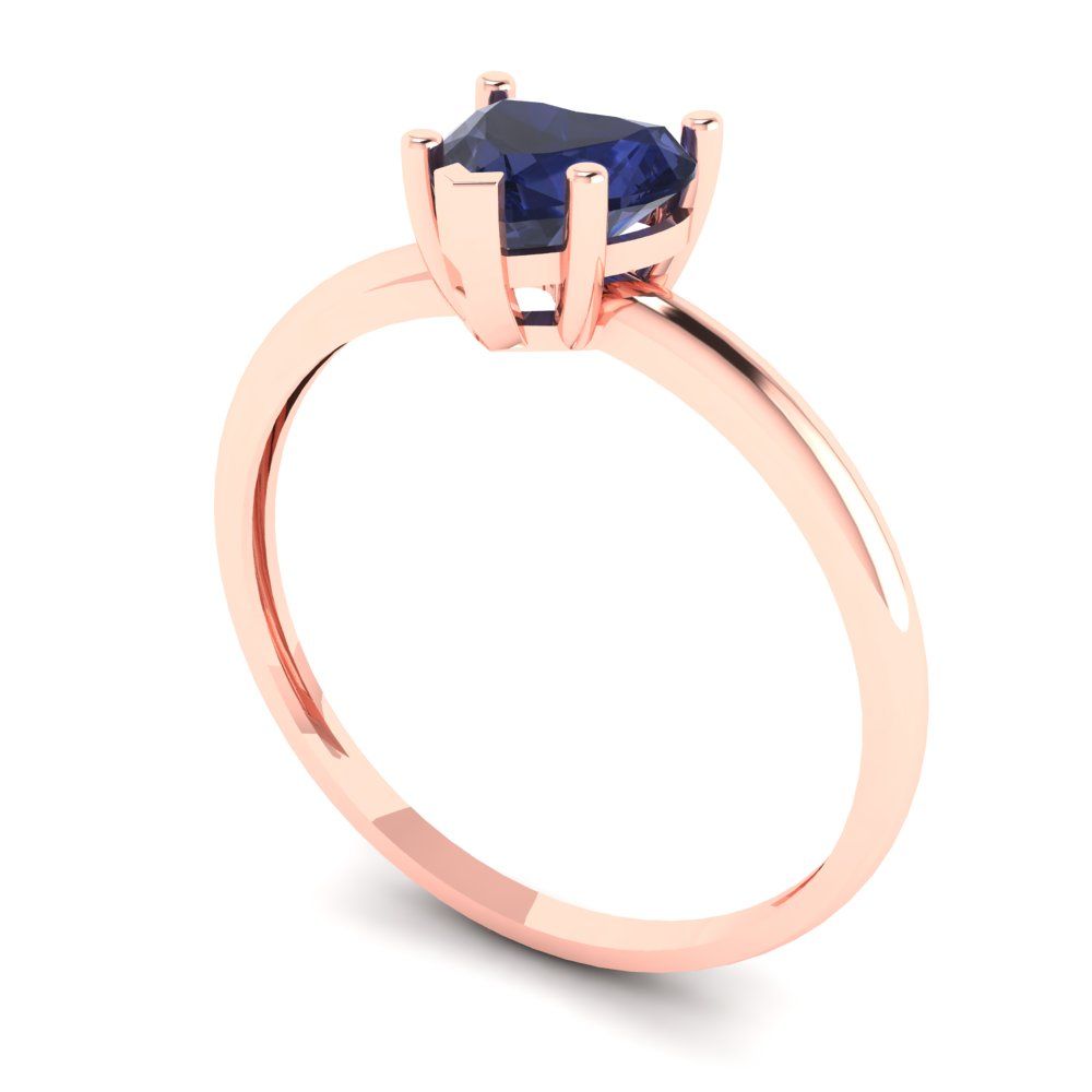 1.25 cttw Simulated Blue Sapphire Solitaire  Engagement Ring - Solid Gold (Heart Cut,7.0mm)