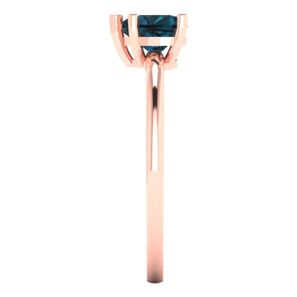 1.25 cttw Natural London Blue Topaz Solitaire  Engagement Ring - Solid Gold (Heart Cut,7.0mm)