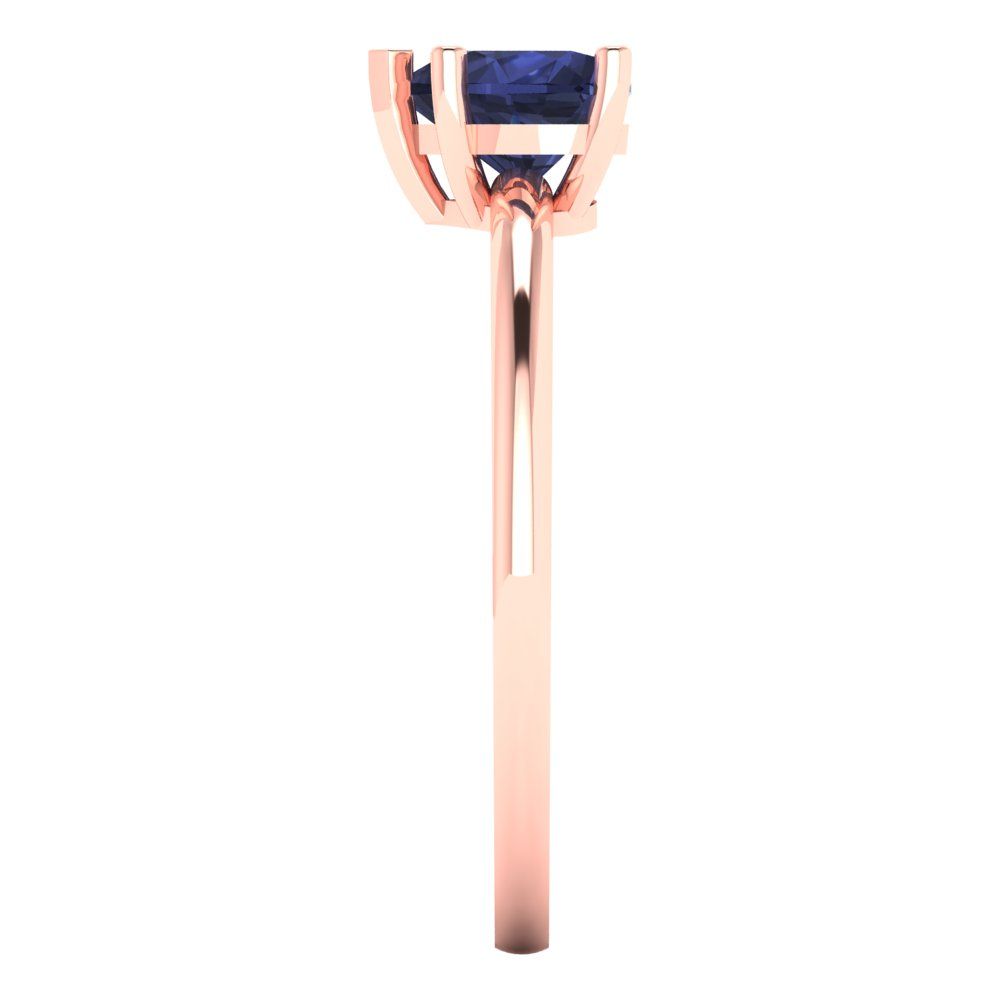 1.25 cttw Simulated Blue Sapphire Solitaire  Engagement Ring - Solid Gold (Heart Cut,7.0mm)