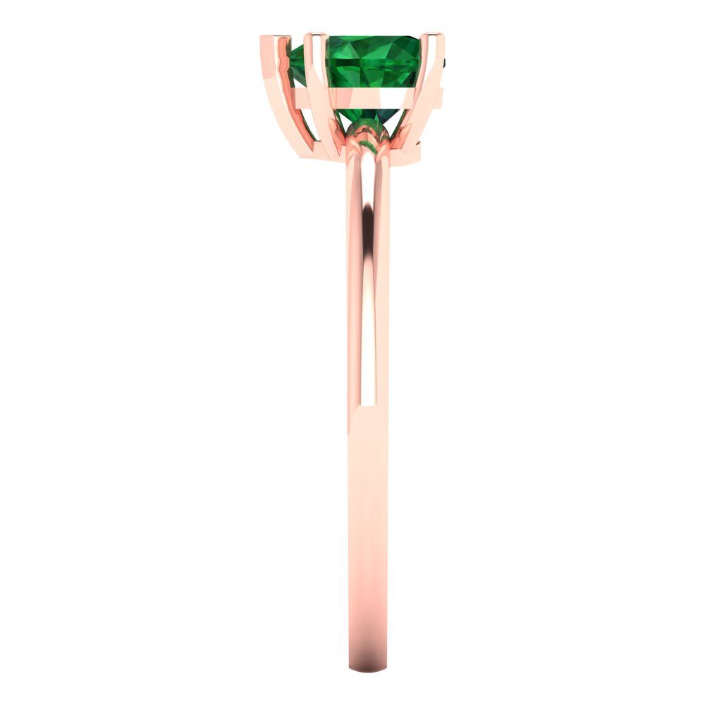 1.25 cttw Simulated Emerald Solitaire  Engagement Ring - Solid Gold (Heart Cut,7.0mm)