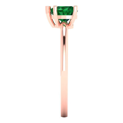 1.25 cttw Simulated Emerald Solitaire  Engagement Ring - Solid Gold (Heart Cut,7.0mm)