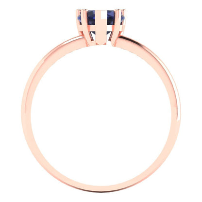 1.25 cttw Simulated Blue Sapphire Solitaire  Engagement Ring - Solid Gold (Heart Cut,7.0mm)