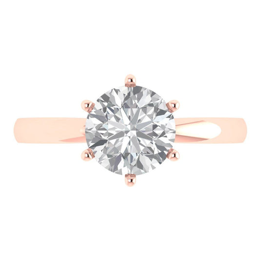 2 cttw White Sapphire Solitaire  Engagement Ring - Solid Rose Gold (VVS1, Round Cut,8.0mm)