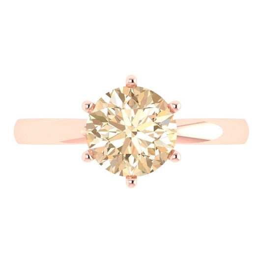 2 cttw Natural Morganite Solitaire  Engagement Ring - Solid Rose Gold (VVS1, Round Cut,8.0mm)