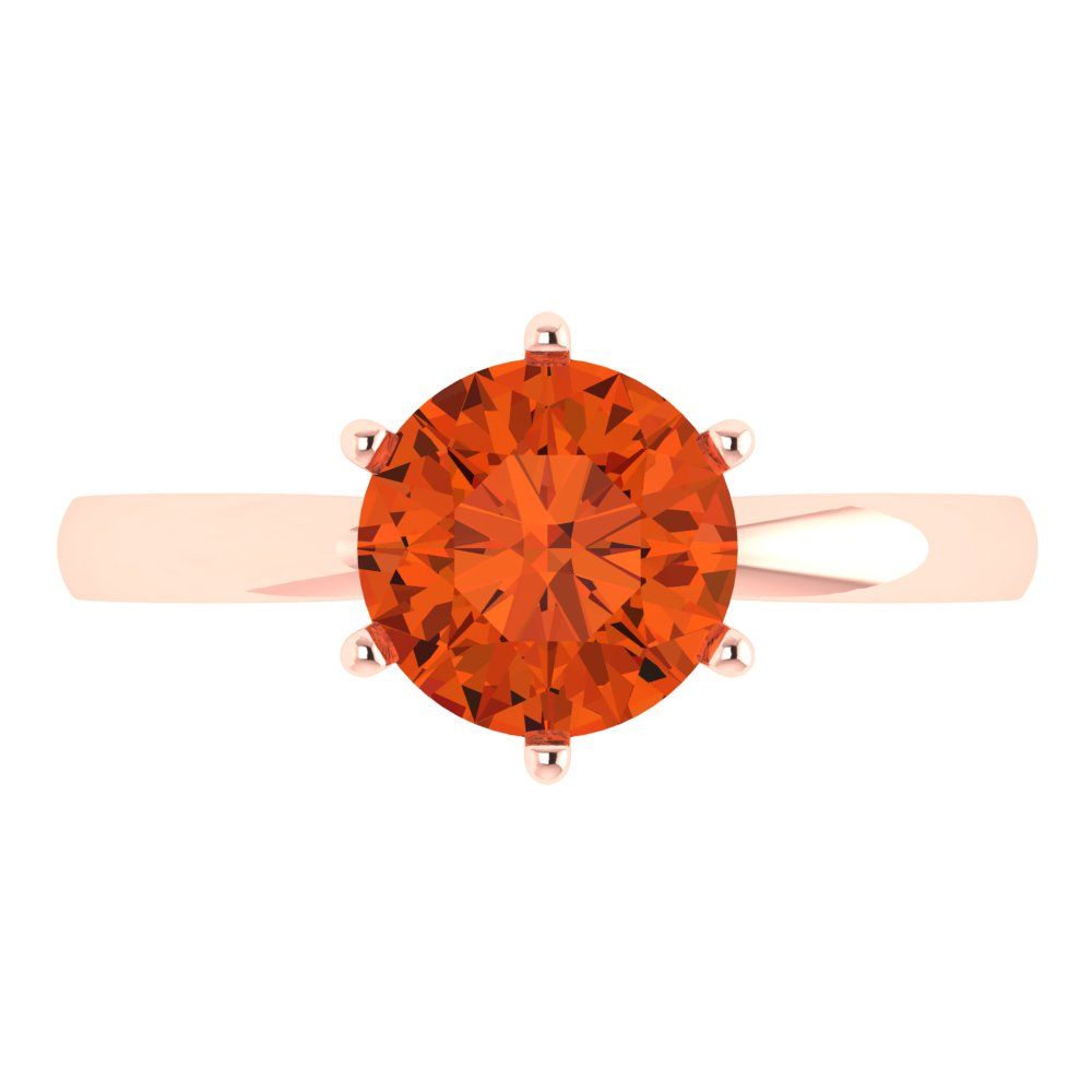 2 cttw Zirconia Simulated Red Diamond Solitaire  Engagement Ring - Solid Gold (VVS1, Round Cut,8.0mm)