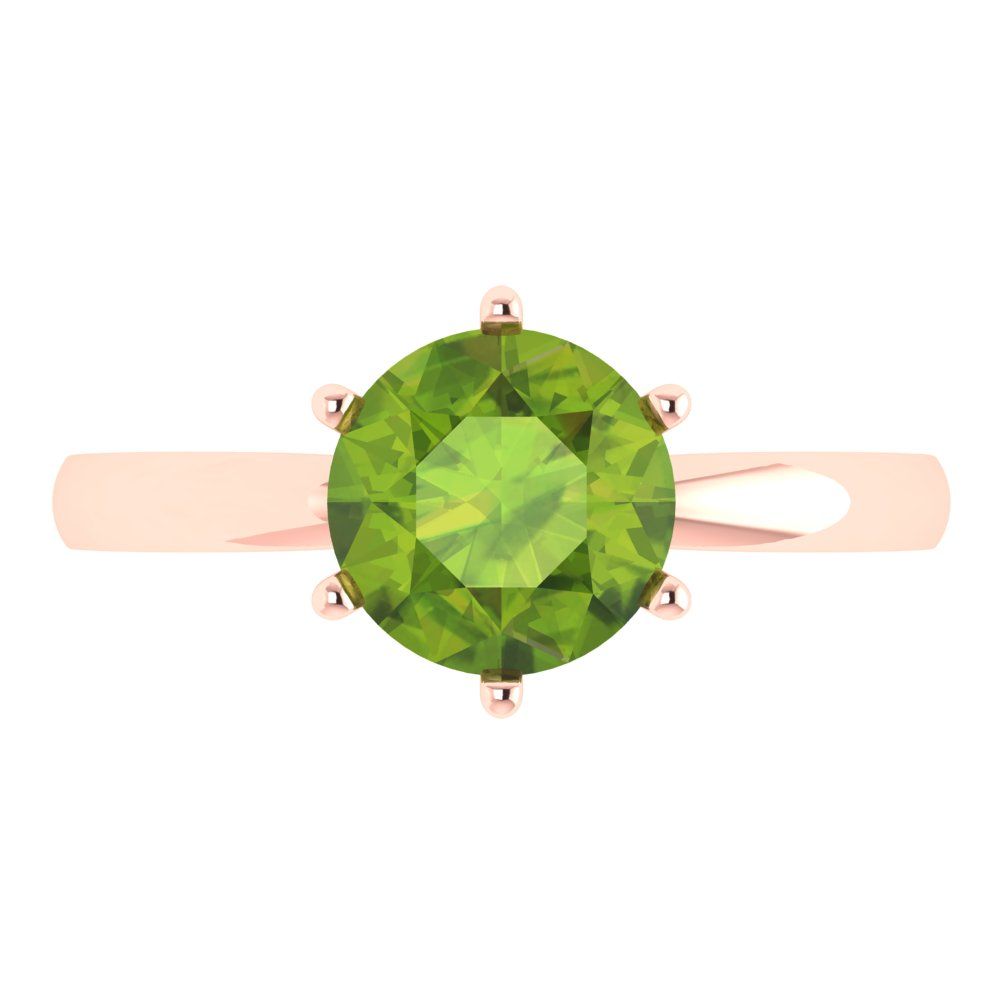 2 cttw Natural Peridot Solitaire  Engagement Ring - Solid Gold (Round Cut,8.0mm)