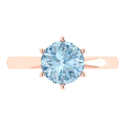 2 cttw Zirconia Simulated Blue Diamond Solitaire  Engagement Ring - Solid Rose Gold (VVS1, Round Cut,8.0mm)