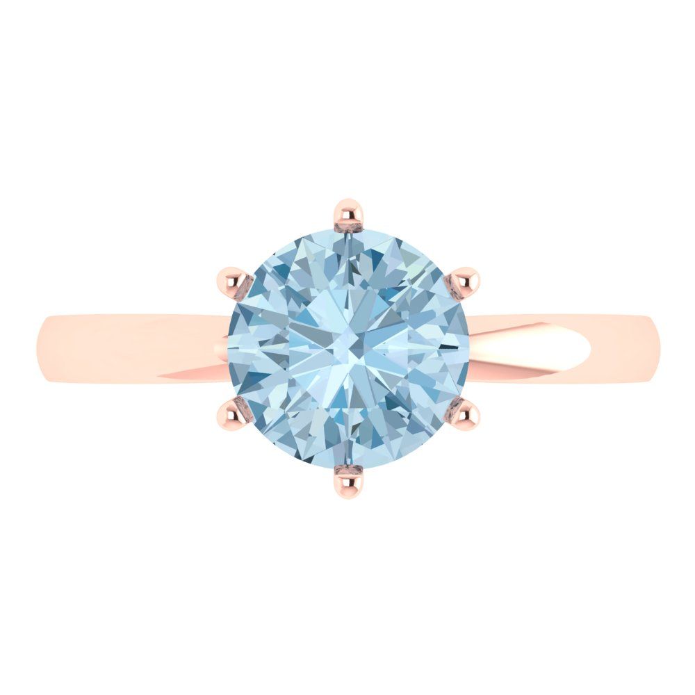 2 cttw Natural Sky Blue Topaz Solitaire  Engagement Ring - Solid Gold (Round Cut,8.0mm)