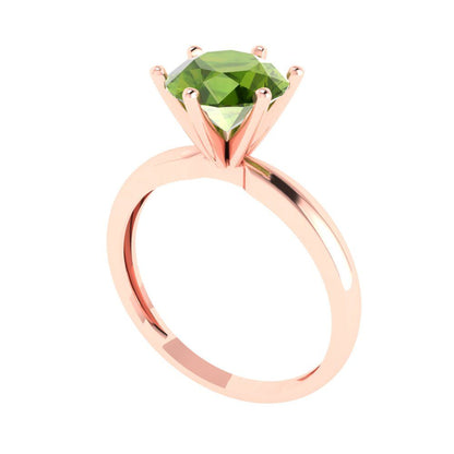 2 cttw Natural Peridot Solitaire  Engagement Ring - Solid Gold (Round Cut,8.0mm)
