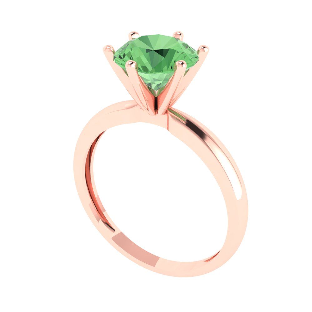 2 cttw Zirconia Simulated Green Diamond Solitaire  Engagement Ring - Solid Gold (VVS1, Round Cut,8.0mm)