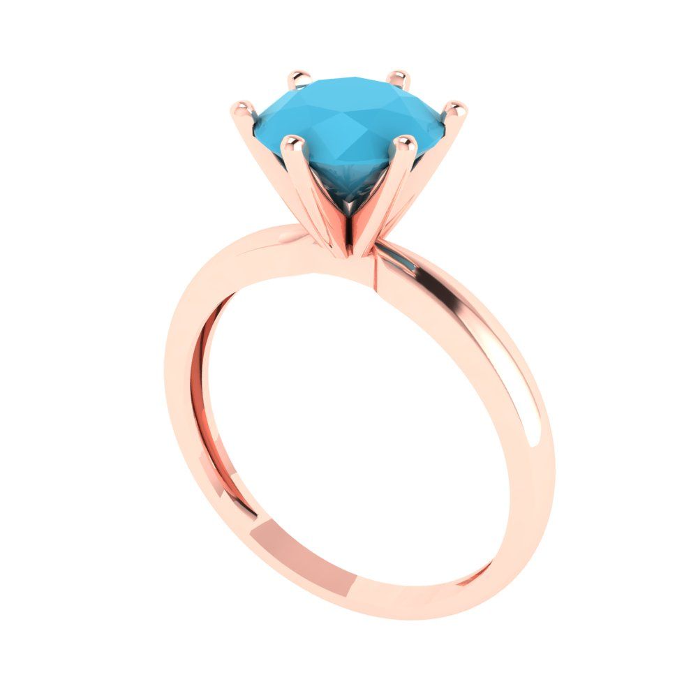 2 cttw Simulated Turquoise Solitaire  Engagement Ring - Solid Gold (Round Cut,8.0mm)