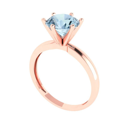 2 cttw Natural Swiss Blue Topaz Solitaire  Engagement Ring - Solid Gold (Round Cut,8.0mm)