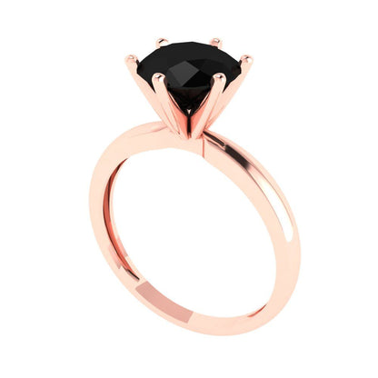 2 cttw Natural Onyx Solitaire  Engagement Ring - Solid Gold (Round Cut,8.0mm)