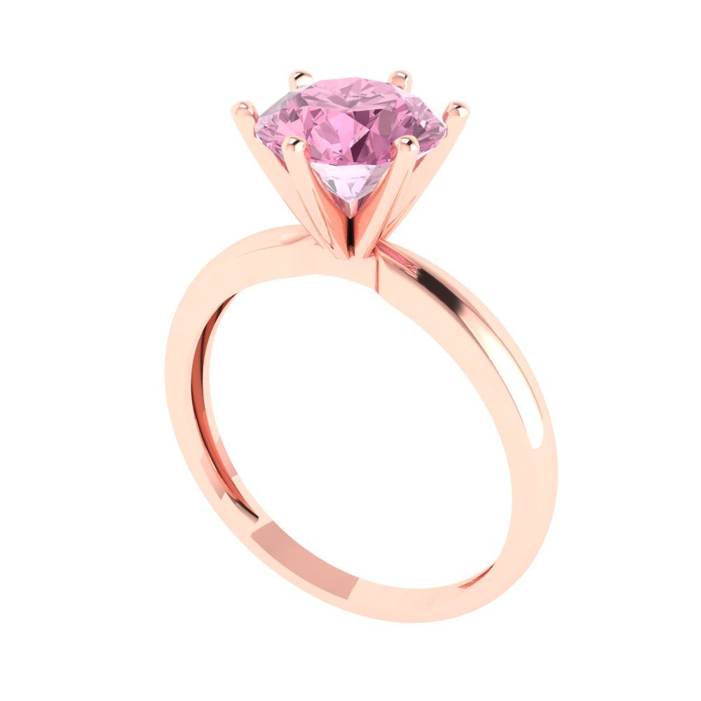 2 cttw Zirconia Simulated Pink Diamond Solitaire  Engagement Ring - Solid Gold (VVS1, Round Cut,8.0mm)