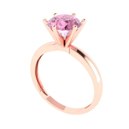 2 cttw Zirconia Simulated Pink Diamond Solitaire  Engagement Ring - Solid Gold (VVS1, Round Cut,8.0mm)