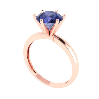 2 cttw Simulated Tanzanite Solitaire  Engagement Ring - Solid Gold (Round Cut,8.0mm)