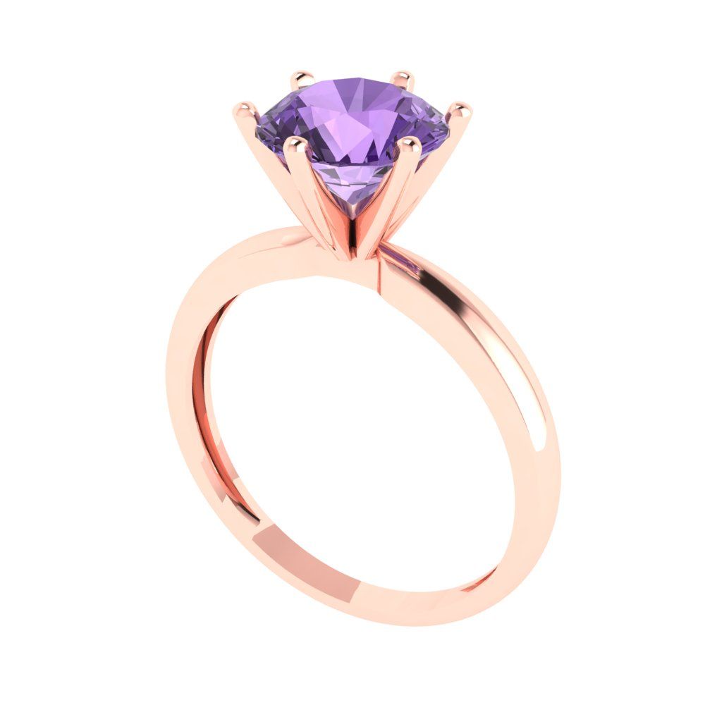 2 cttw Simulated Alexandrite Solitaire  Engagement Ring - Solid Gold (Round Cut,8.0mm)