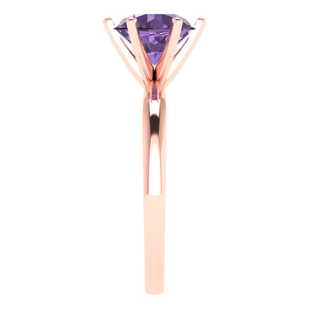 2 cttw Simulated Alexandrite Solitaire  Engagement Ring - Solid Gold (Round Cut,8.0mm)