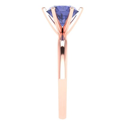 2 cttw Simulated Tanzanite Solitaire  Engagement Ring - Solid Gold (Round Cut,8.0mm)