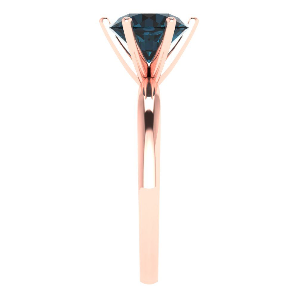 2 cttw Natural London Blue Topaz Solitaire  Engagement Ring - Solid Gold (Round Cut,8.0mm)