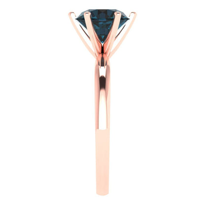 2 cttw Natural London Blue Topaz Solitaire  Engagement Ring - Solid Gold (Round Cut,8.0mm)