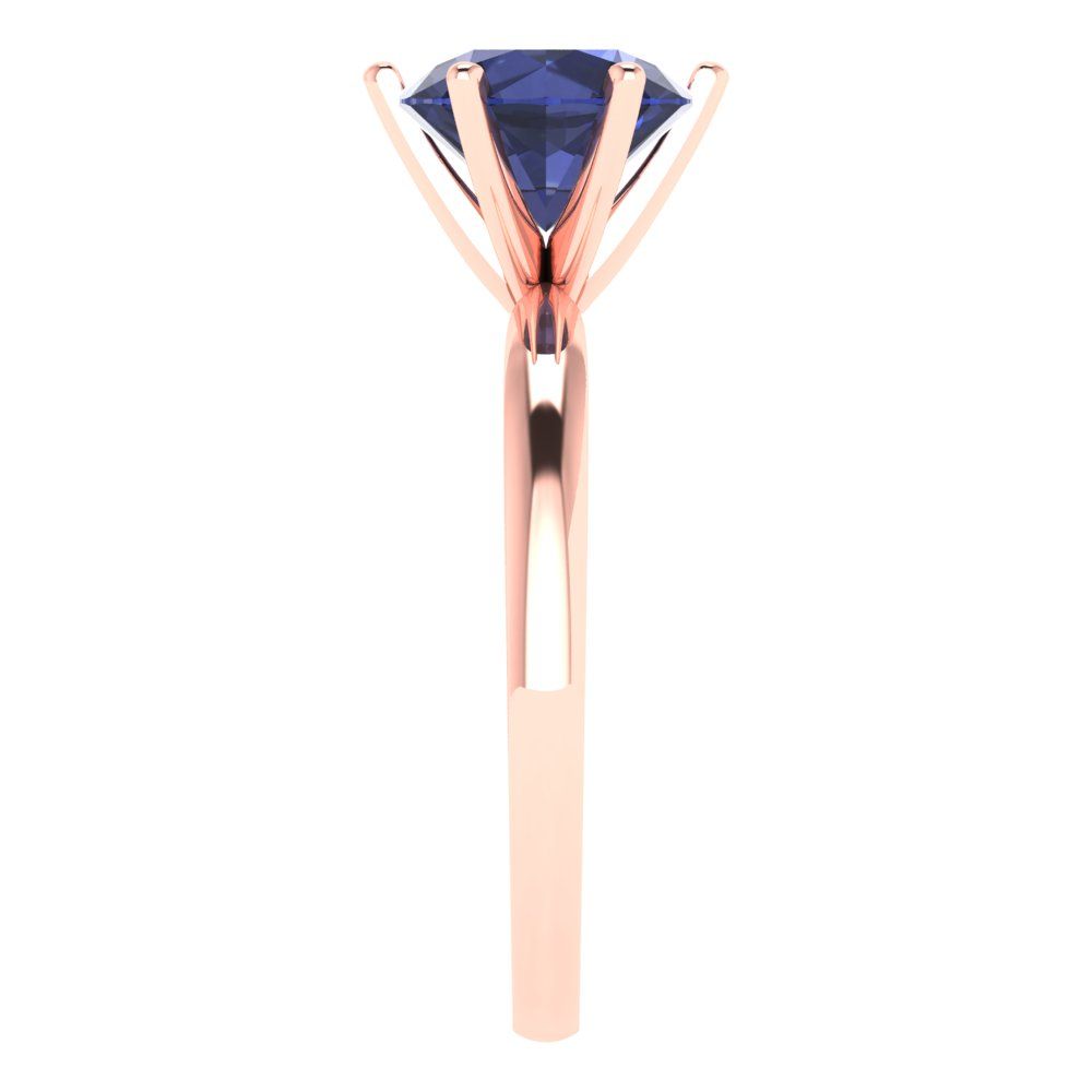 2 cttw Simulated Blue Sapphire Solitaire  Engagement Ring - Solid Gold (Round Cut,8.0mm)