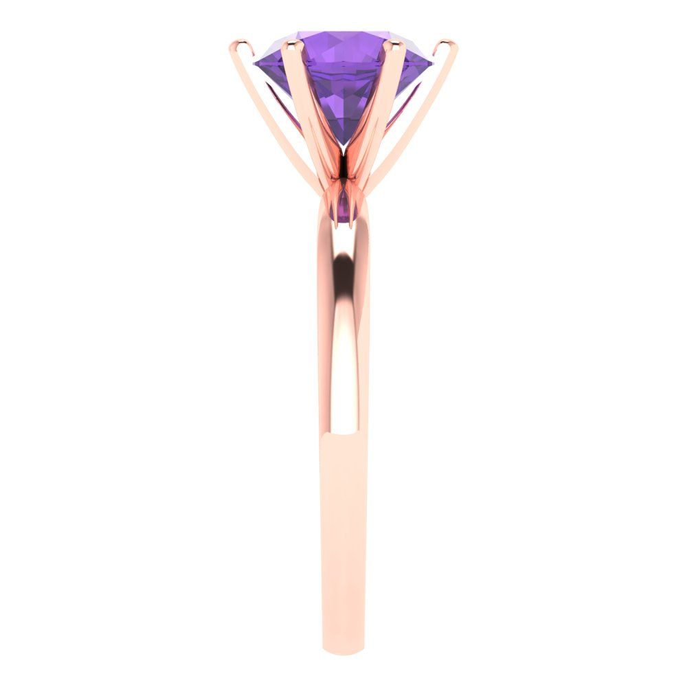 2 cttw Natural Amethyst Solitaire  Engagement Ring - Solid Gold (Round Cut,8.0mm)