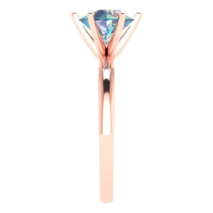 2 cttw Blue Moissanite Solitaire  Engagement Ring - Solid Gold (Round Cut,8.0mm)