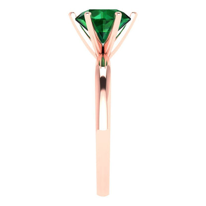 2 cttw Simulated Emerald Solitaire  Engagement Ring - Solid Gold (Round Cut,8.0mm)